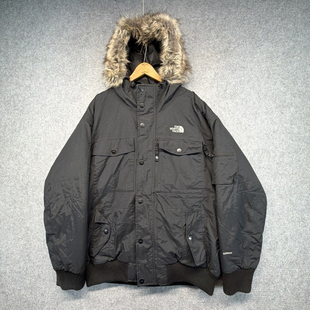 The North Face Jacket Mens XL Black Goose Down Fill Gotham Faux Fur